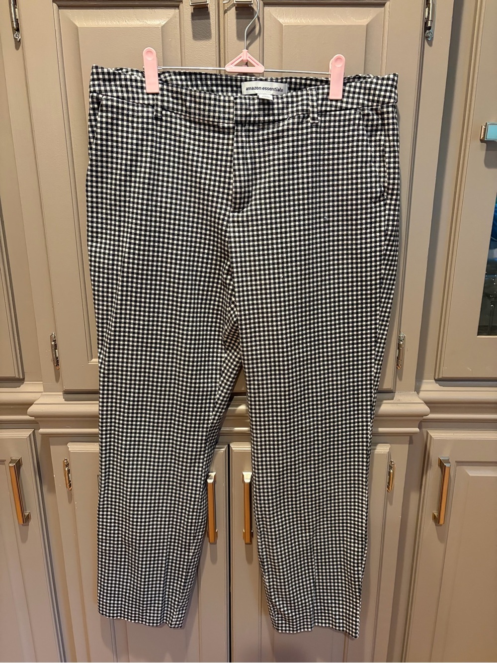 Amazon Essentials Black & White Gingham Cropped Pants